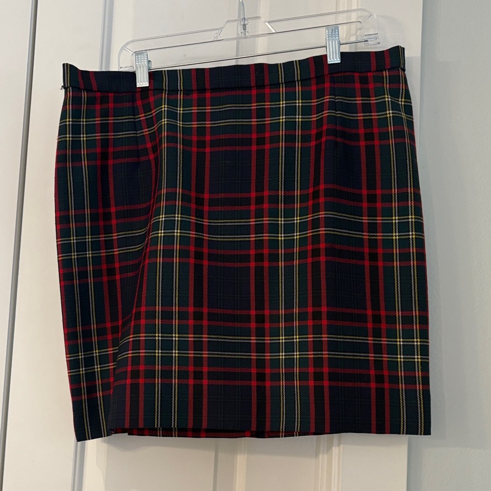 Plaid wool mini skirt